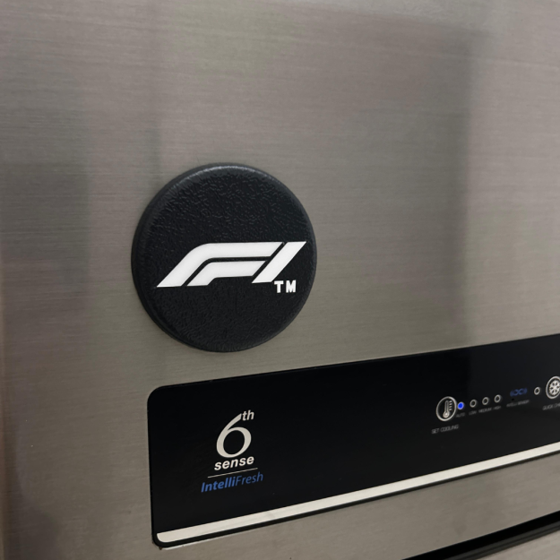F1 Logo White Fridge Magnet | Formula 1 Racing Magnet for Home & Office Décor